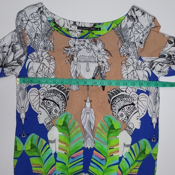 Brazilian Designer. Statement Shift Dress w Sleeve Slits Size Medium - Picture 8 of 10